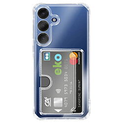 Avizar Coque pour Galaxy S25 Plus avec Porte-cartes Intégré et Coins Renforcés Transparent