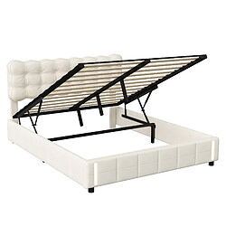 MEXUS Lit coffre 140x200 cm, avec Lumière LED, Velours, Beige pas cher