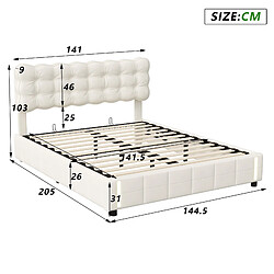 Acheter MEXUS Lit coffre 140x200 cm, avec Lumière LED, Velours, Beige