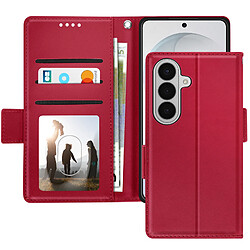 Avizar Étui Portefeuille pour Galaxy S26 Effet Cuir Cousu avec Dragonne Bordeaux