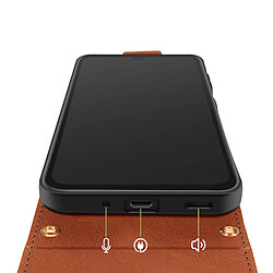 Acheter Avizar Étui pour Galaxy A17 Clapet Vertical avec Chaîne Bandoulière Métallique Marron