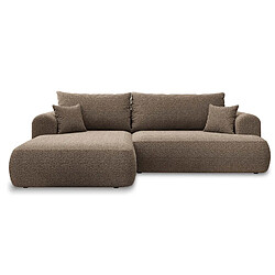 INTENSE DECO Canapé d'angle gauche convertible Velaro Bouclette Taupe