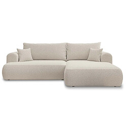 INTENSE DECO Canapé d'angle droit convertible Velaro Bouclette Beige