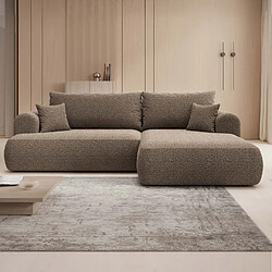 INTENSE DECO Canapé d'angle droit convertible Velaro Bouclette Taupe