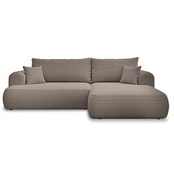 INTENSE DECO Canapé d'angle droit convertible Velaro velours côtelé Taupe