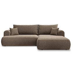 INTENSE DECO Canapé d'angle droit convertible Velaro Bouclette Taupe