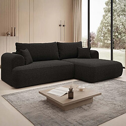 Avis INTENSE DECO Canapé d'angle droit convertible Velaro Bouclette Noir