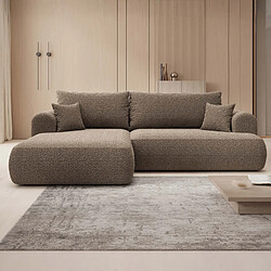 INTENSE DECO Canapé d'angle gauche convertible Velaro Bouclette Taupe
