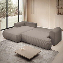 Acheter INTENSE DECO Canapé d'angle gauche convertible Velaro velours côtelé Taupe