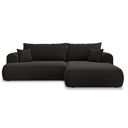 INTENSE DECO Canapé d'angle droit convertible Velaro Bouclette Noir