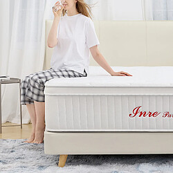 Matelas 140x200 cm INRE 30cm, Hybride Ressorts, 7 Zones Ergonomiques, Respirant