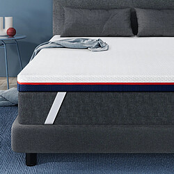 Surmatelas 140x190 cm INRE, 10cm, Mémoire forme HD, Housse lavable hypoallerg 