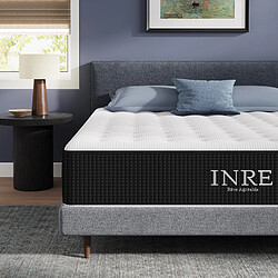 Matelas 160x200 cm INRE, 30cm, Hybride ressorts ensachés + mousse, 7 zones soutien