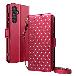 Avizar Étui pour Galaxy A16 / A26 / A17 Anti-RFID avec Bandoulière et Dragonne Rouge