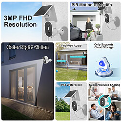 Acheter Caméra de Surveillance ANRAN 3MP Panneau Solaire,stockée sur le cloud ,blanc,2PCS