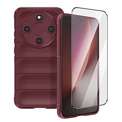 Avizar Coque et Verre Trempé pour Honor Magic 8 Lite Souple Antichoc Renforcé Bordeaux