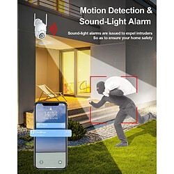 Caméra de Surveillance ANRAN 360°PTZ,Audio Bidirectionnel,Vision Nocturne Couleur,Blanc