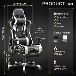 ByteLike Fauteuil Gaming Ergonomique - Noir et blanc pas cher