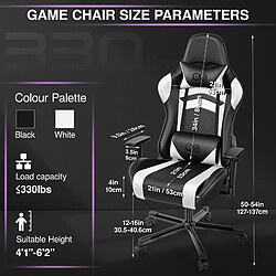 Acheter ByteLike Fauteuil de gaming ergonomique - Noir et blanc