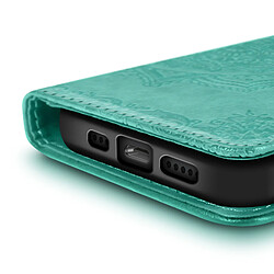 Avizar Étui Portefeuille pour iPhone 17e Série Mandala avec Support Vidéo et Dragonne Vert pas cher