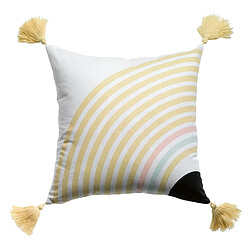 Les Ateliers du Linge Coussin décoratif imprimé en coton avec pompons