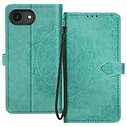 Avizar Étui Portefeuille pour iPhone 17e Série Mandala avec Support Vidéo et Dragonne Vert