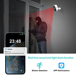 Caméra de Surveillance ANRAN 3MP Panneau Solaire,stockée sur le cloud ,blanc,2PCS pas cher