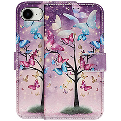 Avizar Étui Arbre de Papillon iPhone 17e Clapet Multifonction