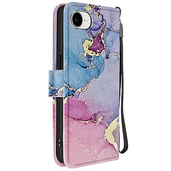 Avizar Étui Portefeuille pour iPhone 17e Motif Marbre avec Support et Dragonne Multicolore