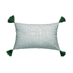 Les Ateliers du Linge Coussin décoratif imprimé en coton avec pompons