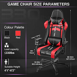 ByteLike Fauteuil de gaming ergonomique - Noir et rouge pas cher