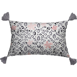 Les Ateliers du Linge Coussin décoratif imprimé en coton avec pompons