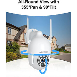 Avis Caméra de Surveillance ANRAN 360°PTZ,Audio Bidirectionnel,Vision Nocturne Couleur,Blanc
