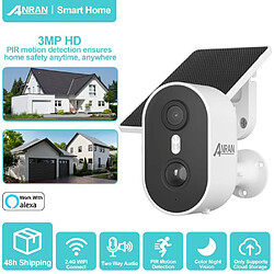 Caméra de Surveillance ANRAN3MP,Audio Bidirectionnel,Vision Nocturne Couleur,WIFI,Blanc