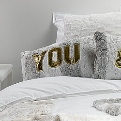 Les ateliers du linge Texto - 30x50 cm - Marron - Coussin imitation fourrure Texto 30x50cm 100% polyester