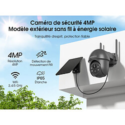 Caméra de Surveillance ANRAN 5MP Panneau Solaire,Vision Nocturne Couleur,360°PTZ,Noir