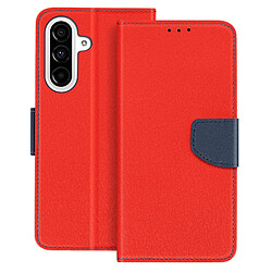 Avizar Étui Portefeuille pour Galaxy A37 en Similicuir Saffiano avec Support Vidéo Rouge