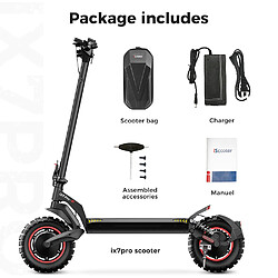 Trottinette Électrique iScooter iX7Pro Double Moteu 2000W 48V17,5Ah 65km Pliable 25-60km/h pas cher