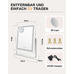 ZMH Miroir de maquillage Hollywood 30×40 cm avec 3 modes d'éclairage tactile