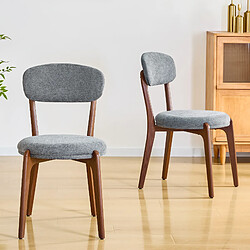 Chaises de salle à manger - WELLTIN - 2 pièces - Confortables avec coussins - Lin - Gris
