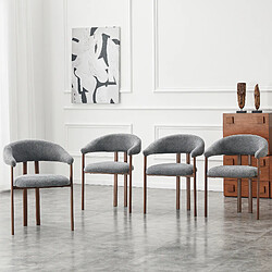 Avis Welltin Lot de 4 chaises de salle à manger avec pieds et accoudoirs en fer, lin, gris