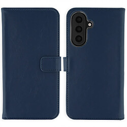 Selencia Étui portefeuille en cuir véritable pour Samsung Galaxy A57 (5G) - Bleu foncé