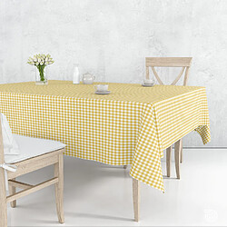 Toile cirée Nappe à carreaux jaune et blanc – 140 x 150 cm – Livraison sans plis