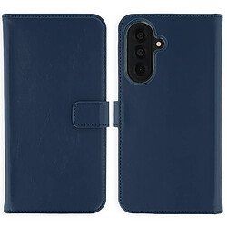 Selencia Étui portefeuille en cuir véritable pour Samsung Galaxy A37 (5G) - Bleu foncé