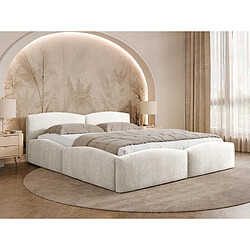 Bestmobilier Carla - lit coffre - 160x200 cm - en velours texturé - sommier inclus