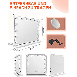 ZMH Miroir de maquillage éclairage 50×40 cm avec 3 modes 3000k-6500k
