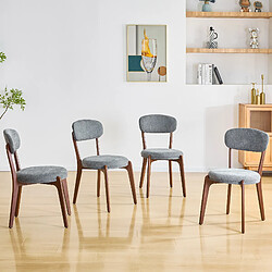 Chaises de salle à manger - WELLTIN - 4 pièces - Confortables avec coussins - Lin - Gris