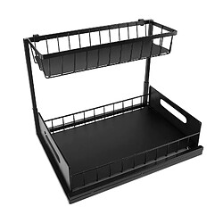 Cheffinger Rangement Sous Évier en Métal Multi-Usages 2 Niveaux Amovible Noir