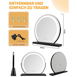 ZMH Miroir de maquillage Hollywood 40×35 cm miroir 3000K-6500K avec 3 modes d'éclairage