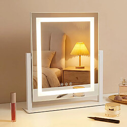 ZMH Miroir de maquillage LED 25×30 cm 3 modes d'éclairage Miroir intensité variable